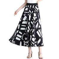2022 new summer womens long printing contracted a line skirt fashion high waist elastic waist slim skirts moda feminina