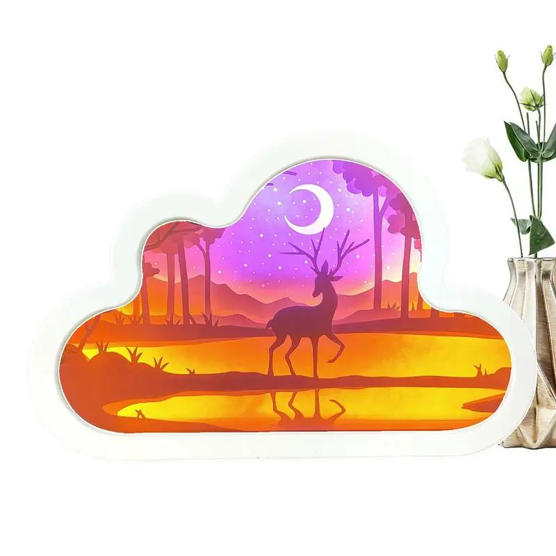 

Cloud Lights Reindeer 2 In 1 Table Light Kids Night Light Lamp Portable Sleep Light Romantic Home Mirror Decoration For Bedrooms