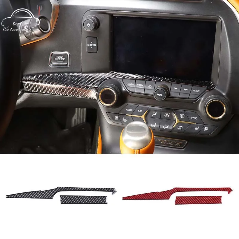 

For Chevrolet Corvette C7 2014-2019 Carbon Fiber Car Center Control Navigation Screen Decorative Strip Trim Sticker Accessories