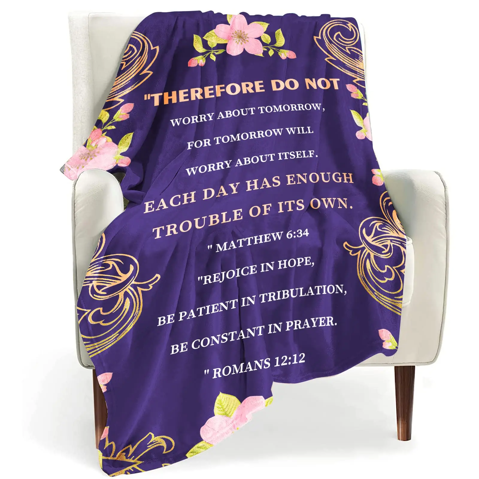 

Religious Soft Throw Blanket Inspirational Blankets Caring Gift Thoughts Healing Throw Blanket with Inspirational and Prayers