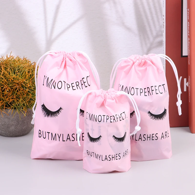 10Pcs Storage Bags With Drawstring Eyelash EVA Waterproof Plastic Travel Toilet Packing Bags Portable Cosmetic Makeup Pouch