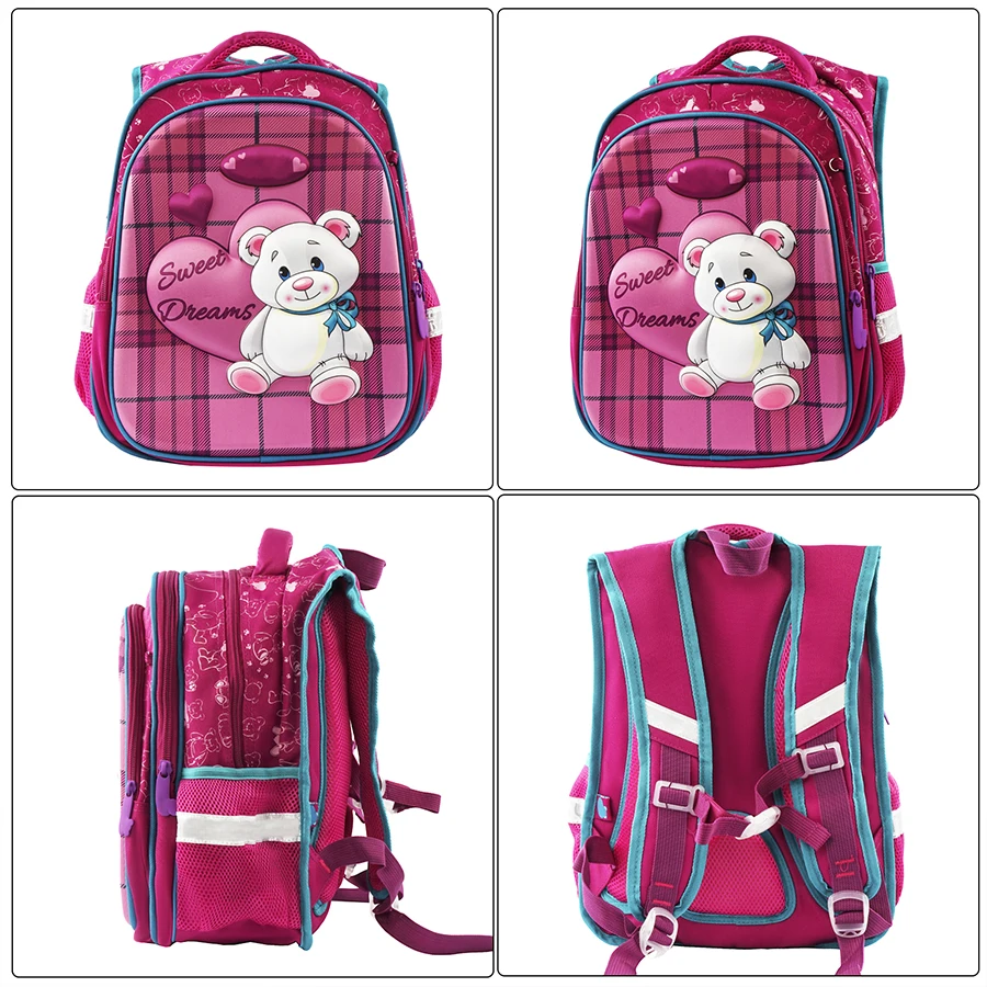 Kids Brand 3D Cartoon School Bag Cute White Bear Grade 1-3 Primary School Backpack Children Orthopedic Schoolbag Mochila Escolar