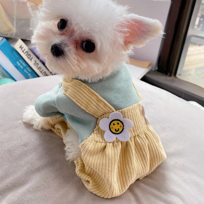 

Bib pants Pet clothes dog clothing autumn and winter new teddy dog Pomeranian Bichon