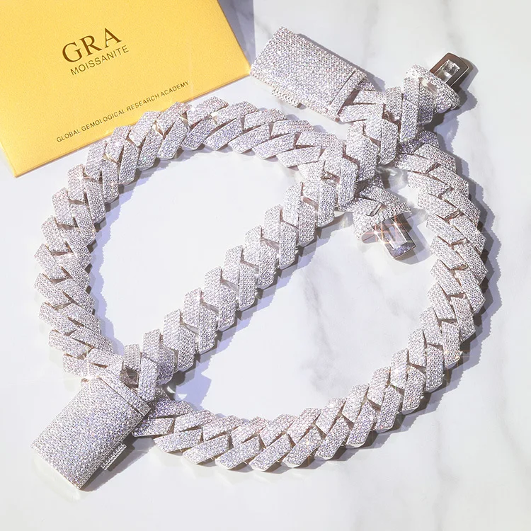 Готов к отправке 20 мм 4 ряда позолоченное серебро 925 пробы Iced Out муассанит