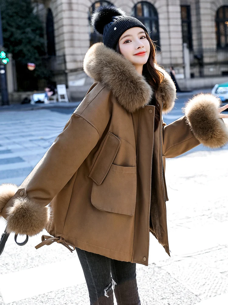 Fur coat women short short little man winter new cotton-padded jacket Korean version of loose large woolly collar pie overcome