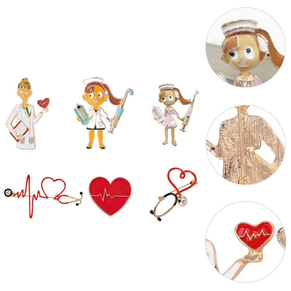 

Брошь в форме сердца для медсестры, 6 шт.