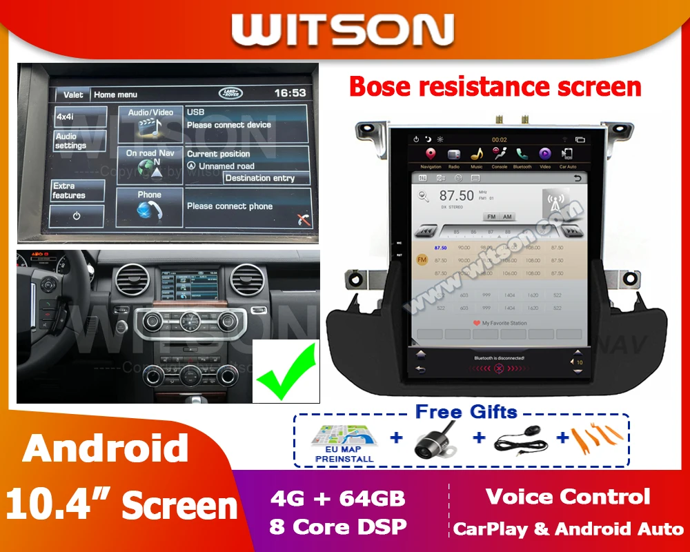 WITSON 10.4'' Car Stereo BOSE DENSO LHD&RHD For Land Rover Discovery 4 2009-2016 Multimedia Player Android GPS 8 Core 4G 64GB
