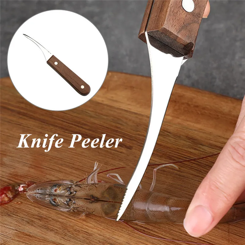

2 Pcs Practical Cleaning Fish Lobster Wooden Handle Intestines Cutting Shrimp Line Knife Kitchen Cooking Accessories