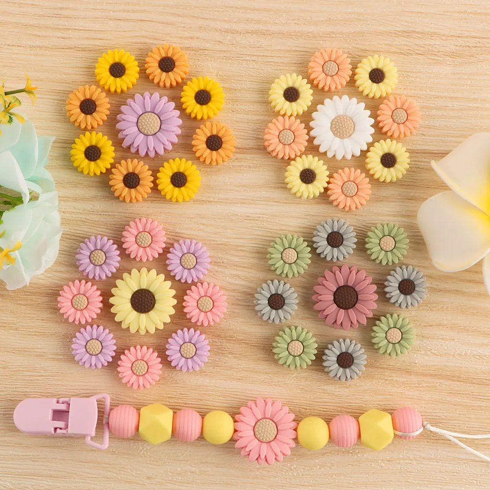 Baby Silicone Beads 50/100/200pcs Mini Flowers Teething Beads For Jewelry Making Bulk DIY Pacifier Chain Jewelry Accessories