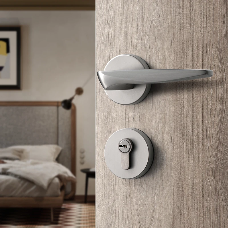 

SORWDUERM Door Handle With Key Door Levers Privacy Lock for Interior Bedroom and Bathroom Zinc Alloy