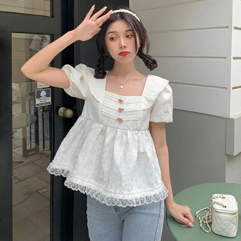 Блузки женские милые свободные повседневные дизайнерские модные простые Ulzzang