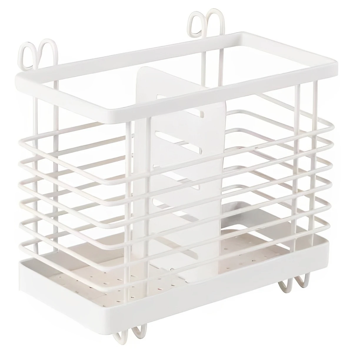 

Chopsticks Holder Stainless Steel Kitchen Utensils Drying Rack Basket Detachable Spoon Chopsticks Storage Box with Hooks 2