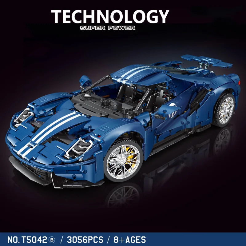 

High Simulation Dream Car Fords GT 1:8 Scale Racing Sport Car Moc Building Block Mode Brick Assemble Toy Collection For Boys