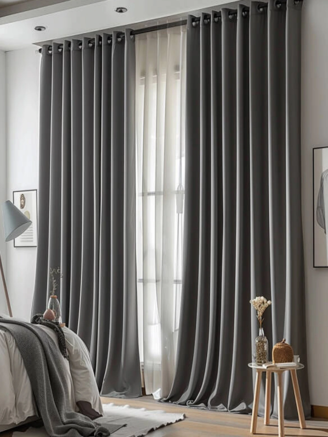 Однотонные плотные занавески серые Простые для дома спальни и гостиной