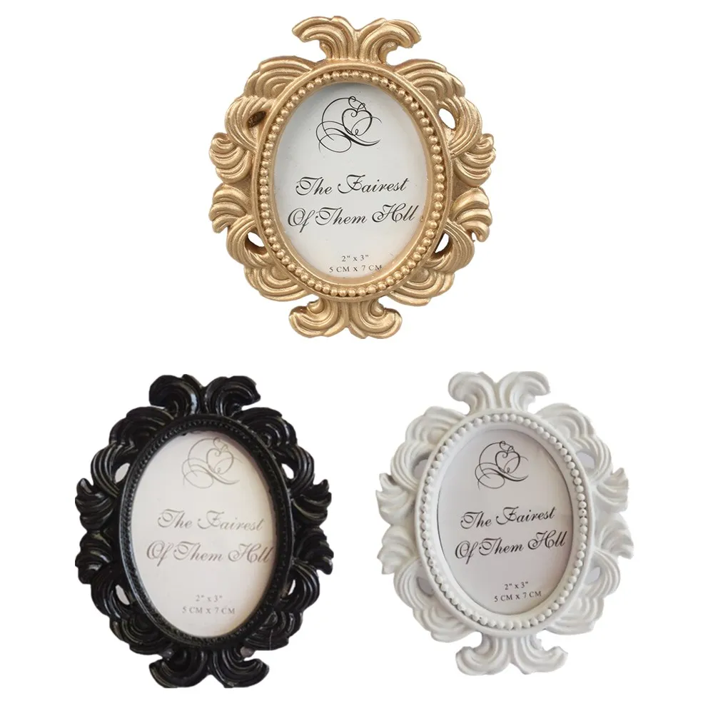 

Floral Photo Frame Elliptical Picture Frame Small Baroque Photo Holder Desktop Picture Frame Wedding Decor Wedding Gift 3 Colors