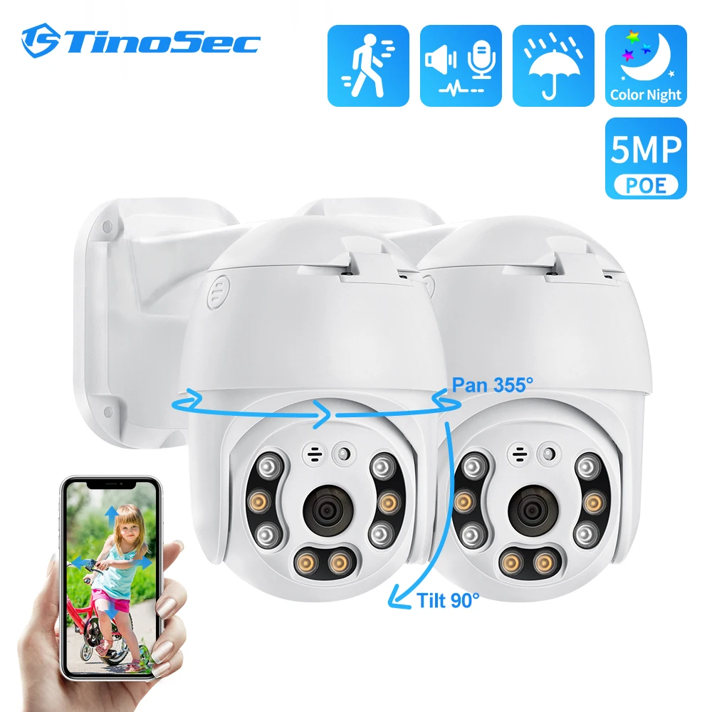 Скоростная купольная камера TinoSec HD 5 Мп PTZ с автоматическим отслеживанием уличная