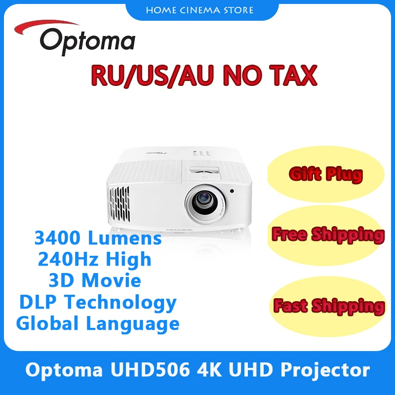 

Optoma UHD506 4K UHD Projector 3D DLP HDR Home Cinema 240Hz Refresh Rate Gaming Theater Beamer