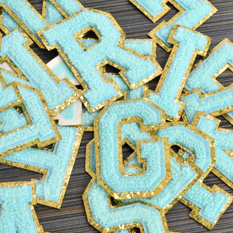 1pc 2.5in chenille letter patches Glitter Alphabet Varsity Patches DIY Custom Name Iron on Cosmetic Pouch |