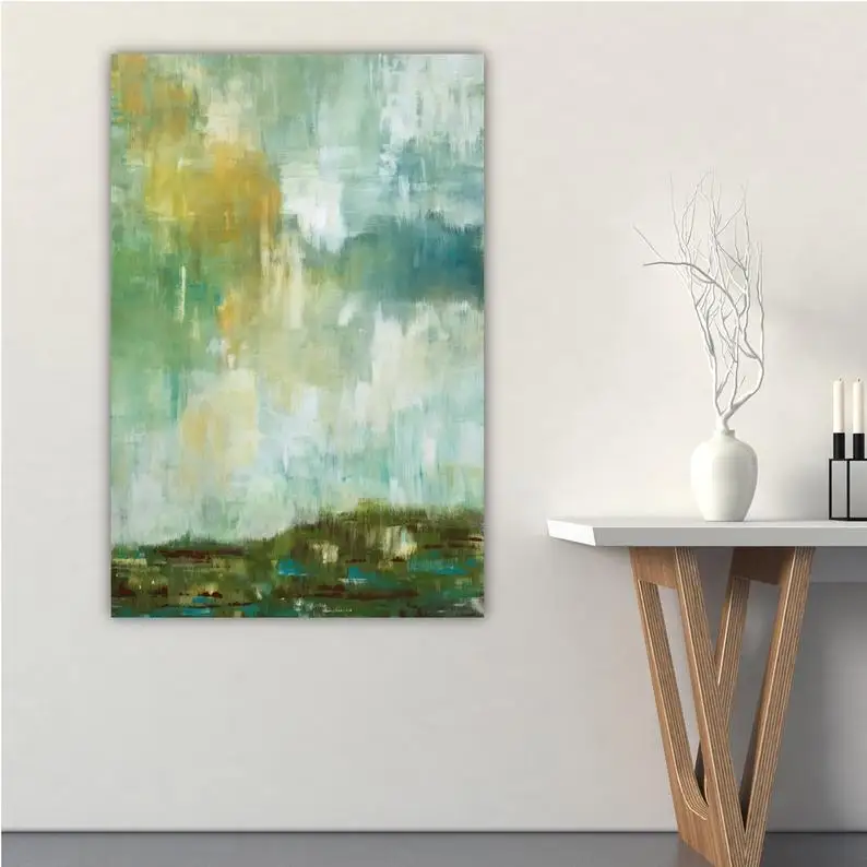 

Horizontal Wall Art Canvas Landscape Art Abstract Green Painting Large Wall Art Nature Natural Landscape Canvas Master Bedroom W