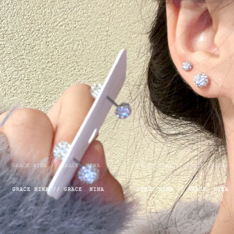 Korean Spiral Small Delicate Shiny Zircon Ball New Niche Design Sense of Senior Ladies Earrings Boho  Luxury  Jewelry