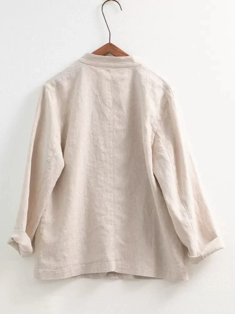 Женский свободный Блейзер Универсальный Дышащий льняной блейзер с промытой