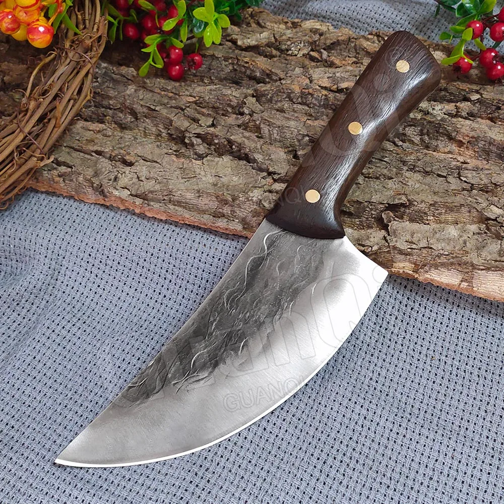 Нож шеф-повара ручной работы кованый китайский Кливер из высокоуглеродистой