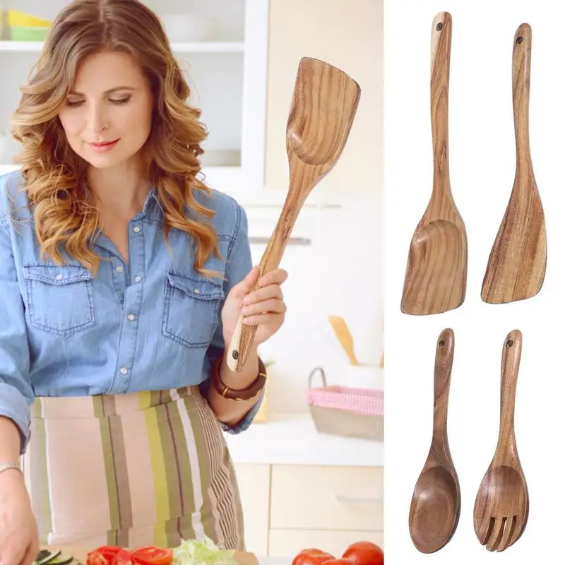 

Kitchen Spoons For Cooking Wood Spatula Cooking Spoon Salad Fork Teak Wood Cooking Spoons Wooden Utensils Serving Spoons Kitchen