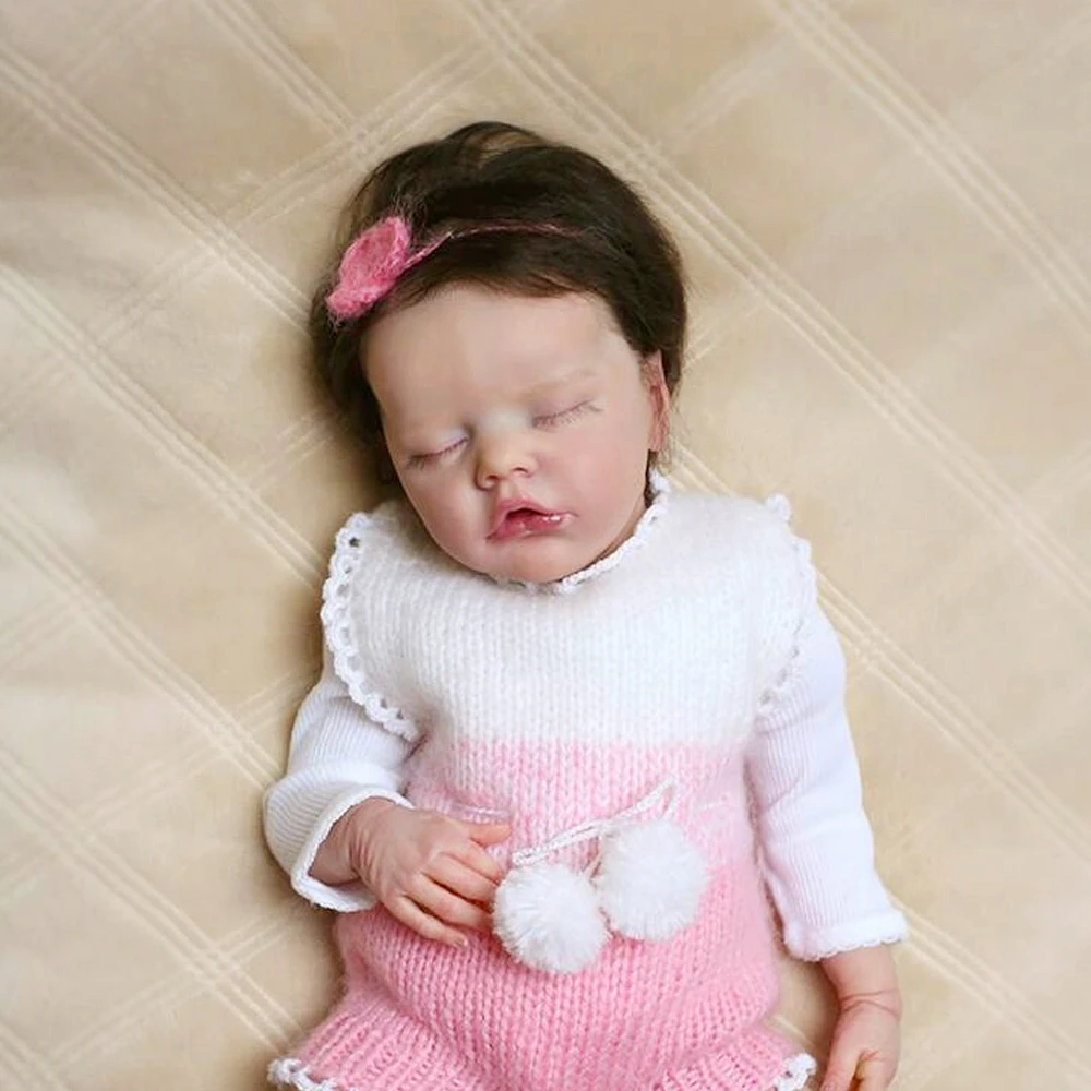 

Reborn Baby Doll 17 Inches Lifelike Newborn Sleeping Girl Twin B Vinyl Unpainted Unfinished Doll Parts DIY Blank Doll Kit