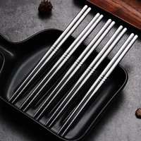 5 pairs of metal chopsticks household high temperature sterilizable non slip stainless steel chopsticks set kitchen accessories
