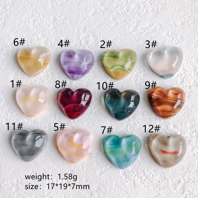 Resin Plastic Flat Back Heart Shape Clear Spacer Pendant Earring Charms Accessories Jewelry Component Diy Handmade 10pcs - купить по