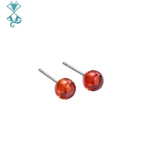 fashion red garnet stone stud earrings small round ball earrings for women minimalist jewelry natural stone january birthston