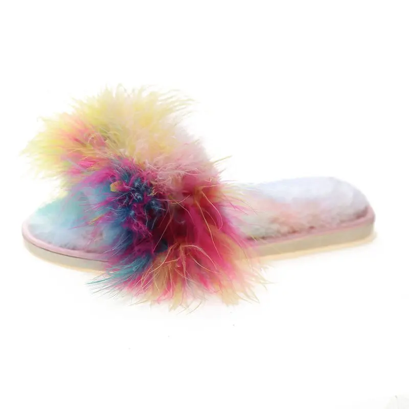 Тапки женские плюшевые всесезонные шлепанцы на плоской подошве меховые сланцы