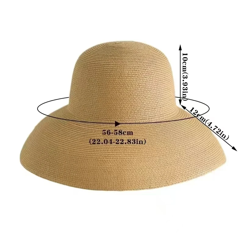 Sombrero de paja ala ancha flexible para mujer y niña sombrero Sol UPF playa Verano