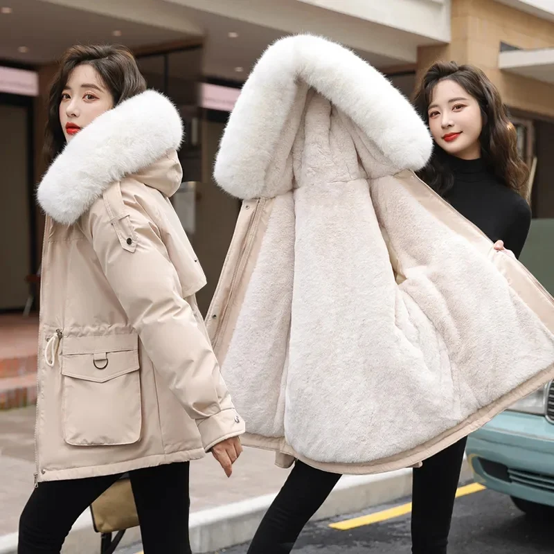 

2023 New Winter Jacket Coat Women Puffer Parkas Thicken Cotton Warm Female Casual Parkas Clothes Fur Lining Hooded Outwear