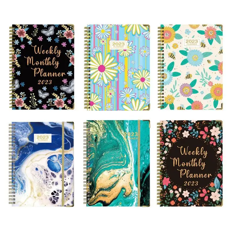 

Portable Agenda 2023 Notebook Daily Weekly Monthly Planner 8.54x6.22IN Calendar Journal Notepad Schedule Book Office Stationary
