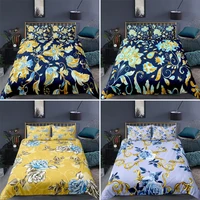 floral duvet cover set kingqueen sizevintage botanical flower print bedding set for womenromantic blossoms soft quilt cover