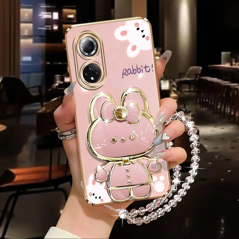 Чехол-держатель для телефона с зеркальным кроликом и бриллиантовым ремешком Huawei