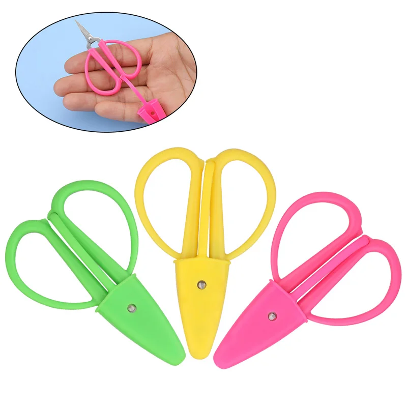 

RORGETO 1pc Mini Scissors Silicone Kindergarten Manual Round Head Safety Kids Paper diy Cutting Scissors Household Supplies