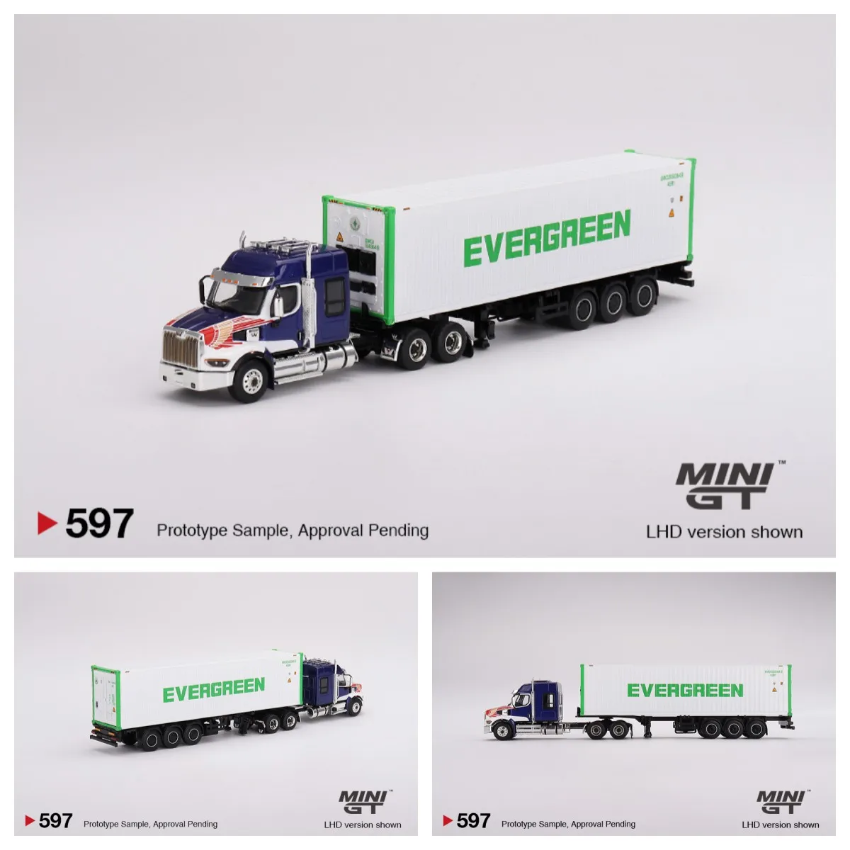 

Presale On November Mini Gt 1:64 Western Star 49X Blue w/40 Reefer Container EVERGREEN 597 Diecast Model Car