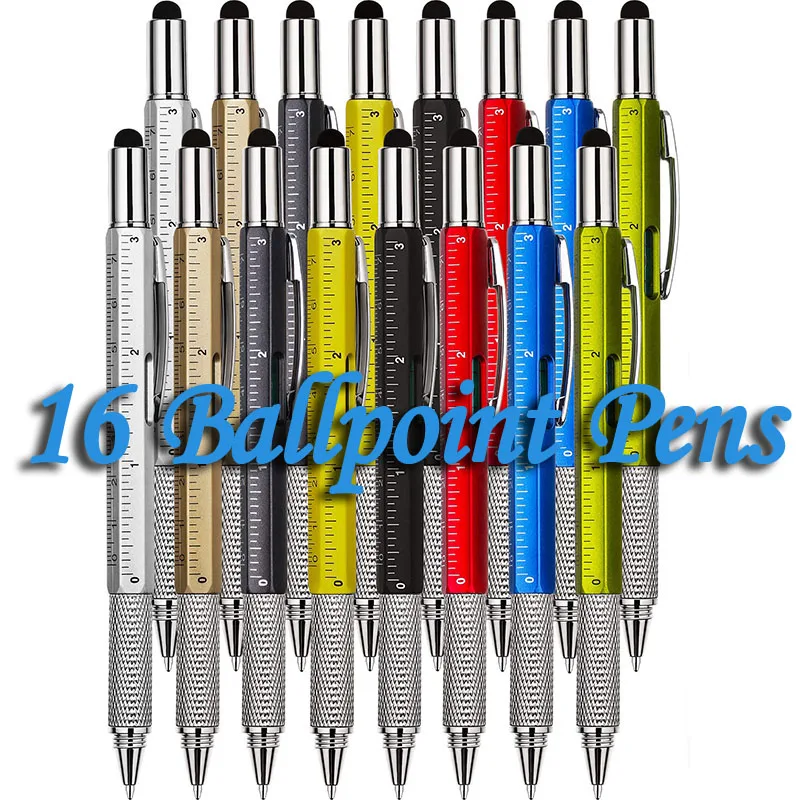 16 шт. 6 в 1 сенсорный стилус с линейкой спиртового уровня отвертка офисные