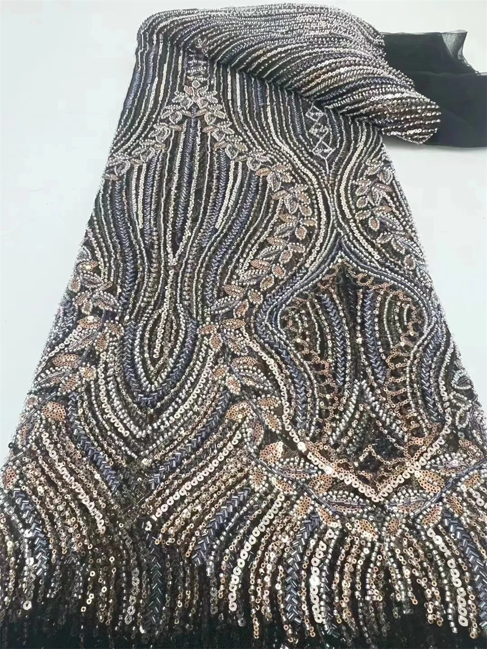 Модная Роскошная африканская кружевная ткань с блестками для жениха высокое