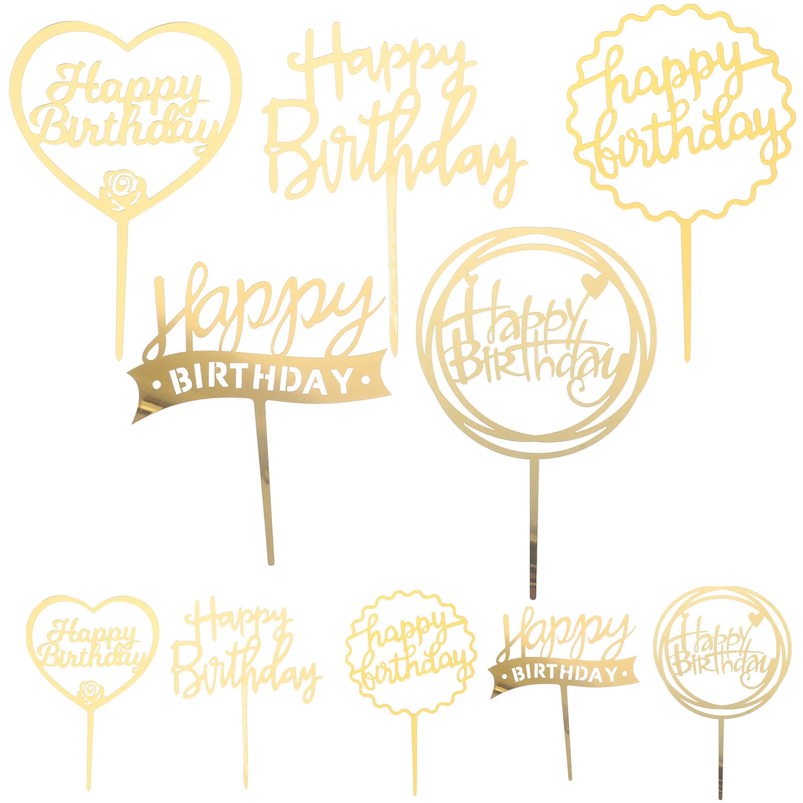 

10 Pcs Top Hat Birthday Party Decoration Toppers Love Metal Cupcake Pick Supplies Acrylic Plug