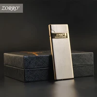 zorro creative lighter metal ultra thin inflatable lighter open flame grinding wheel lighter cigarette accessories