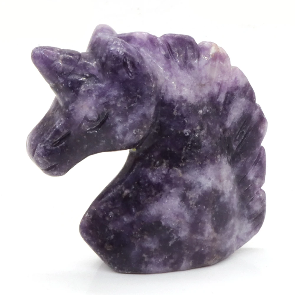 

2" Unicorn Statue Lilac Lepidolite Natural Stone Carved Home Decoration Healing Crystal Figurine Spiritual Gemstone Omament