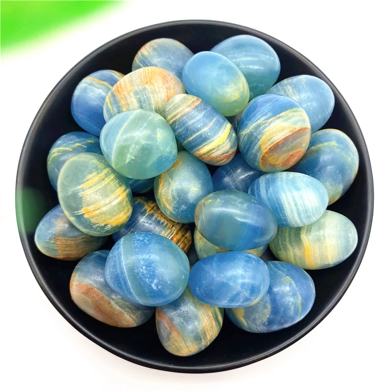 

100g Natural Blue Banded Onyx Tumbled Stone Crystal Healing Polished Gravel Stone Mineral Specimen Gemstones Raw Decoration