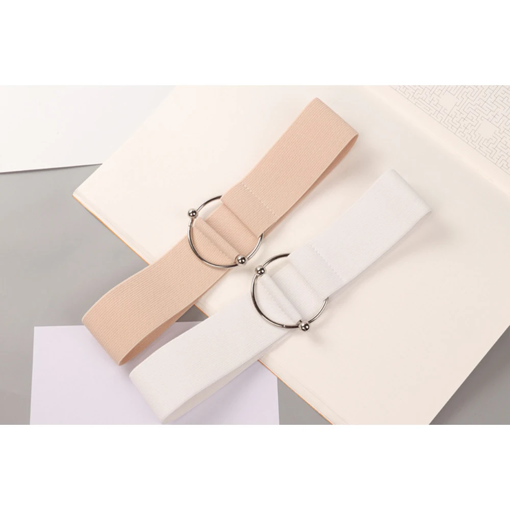 Women Stretch Elastic Wide Corset Waist Belt Silver Metal Buckle Fabric Strap Female Apparel Accessories Dress Waist SCB0237