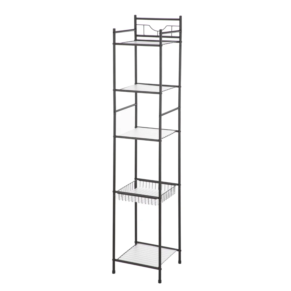 

Bathroom Organizer 5-Shelf Steel Bath Shelves, Oil Rubbed Bronze Finish