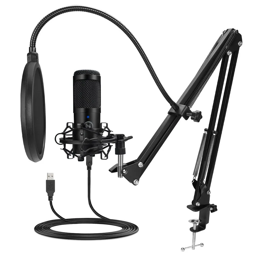 

Metal USB Microphone Condenser Recording Microphone D80 Mic with Stand for Computer Laptop PC Karaoke Studio Recording Berserk