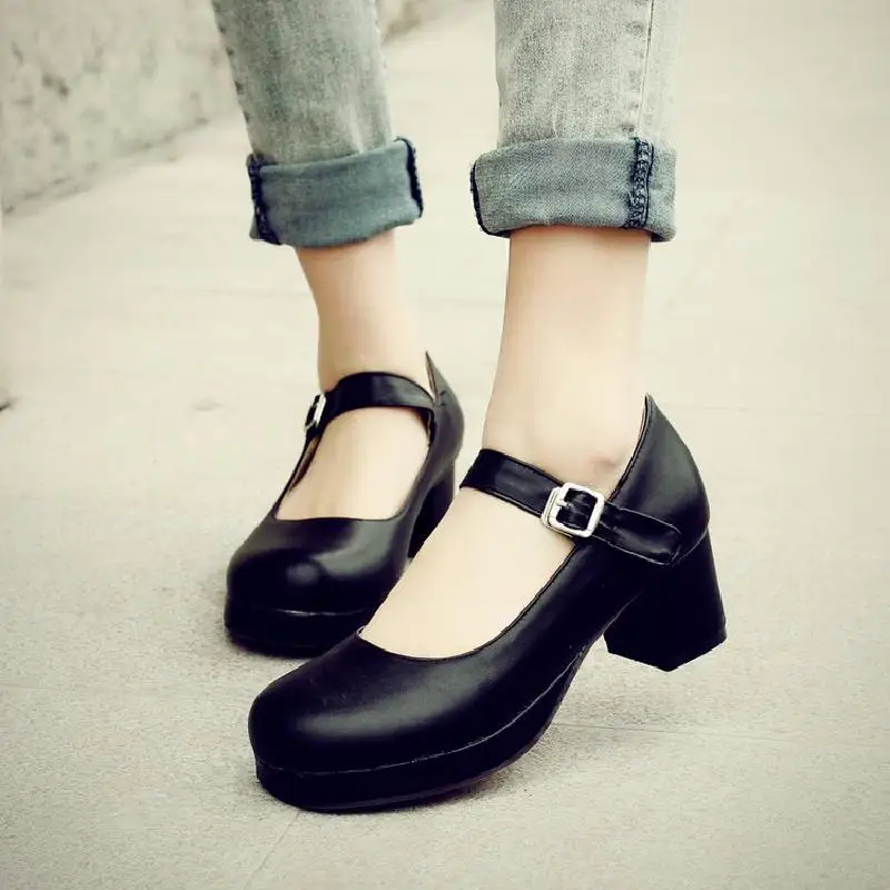 

Women's shoes 2022 small leather shoes Spring and autumn thick soled Japanese Mary Jane cute round head women's single shoes