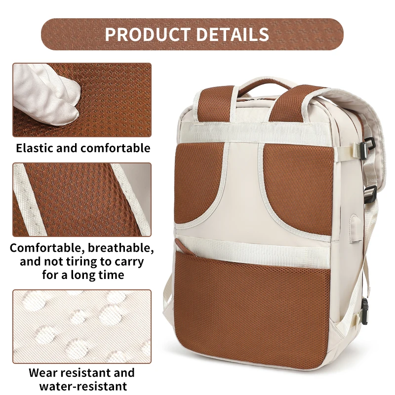 Дорожный рюкзак 40x20x30 водонепроницаемый расширяемый ноутбук Weekender с USB-портом